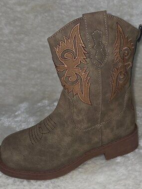 Cowboy Boots Square Toe KIDS Size US 2 Faux Leather By Pawz Stepping Stones NEW